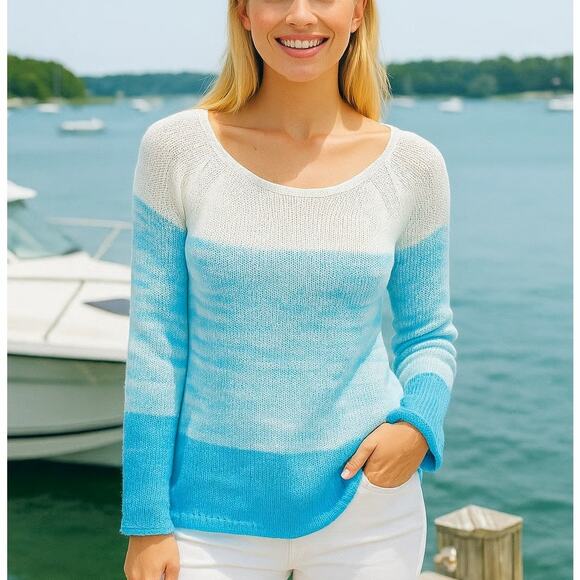 Lilly Pulitzer Blue and White Gradient Sweater - Picture 1 of 3
